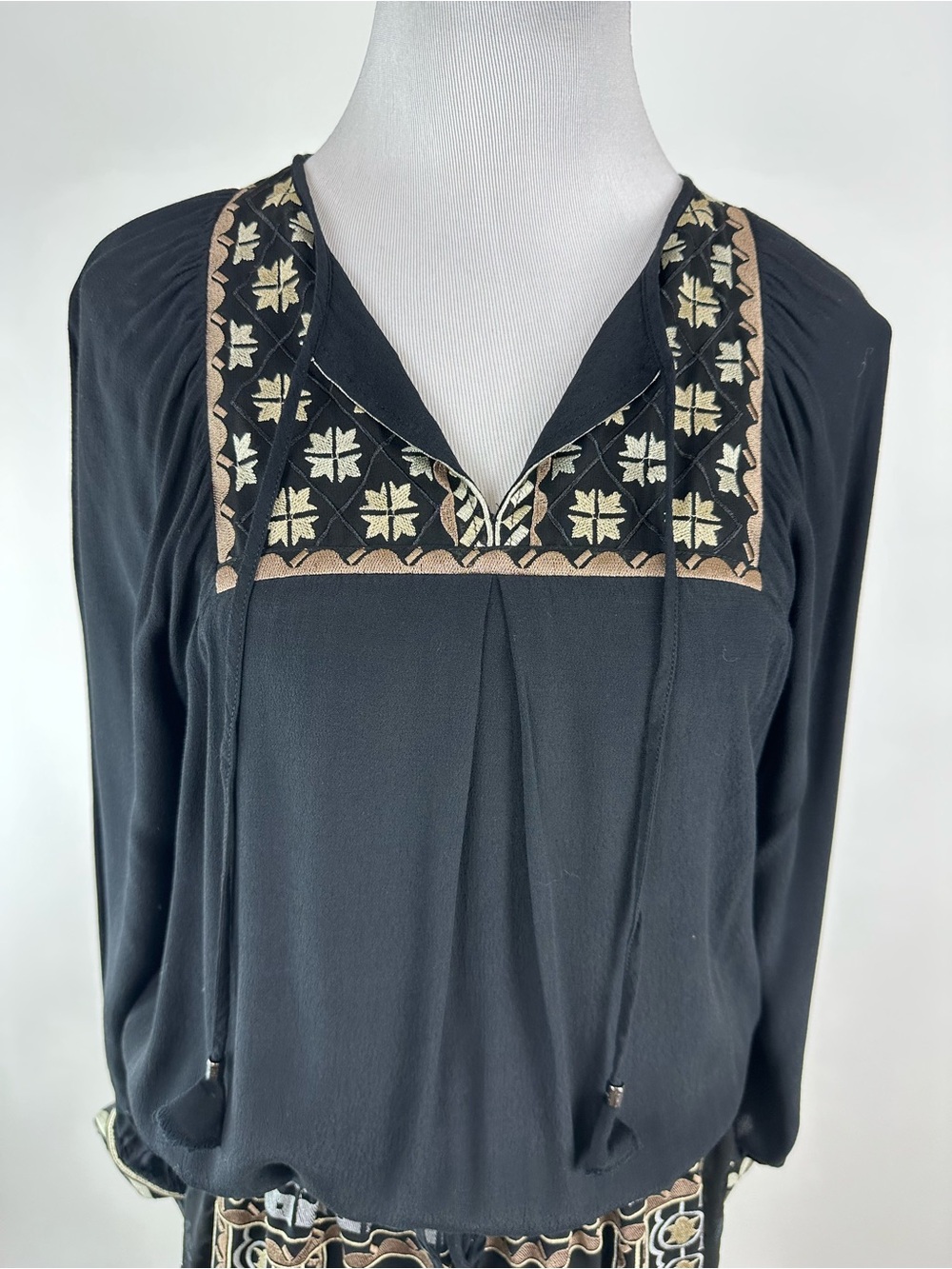 Hale Bob Boho Embroidered Black Dress Small - Picture 2 of 8